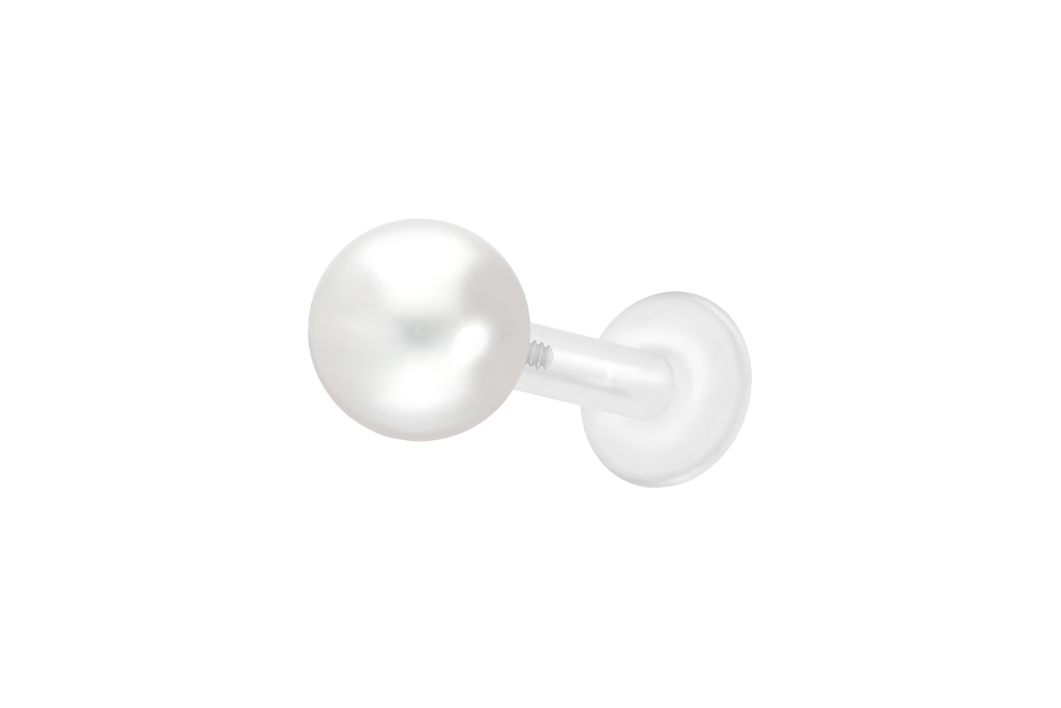 PTFE Labret Piercing mit Innengewinde + Titan-Aufsatz SYNTHETISCHE PERLE
